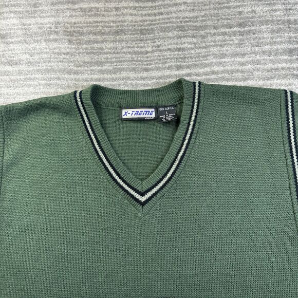 VINTAGE Xtreme Gear Sweater Vest Mens Large Green Cricket Tennis Golf Y2K - Picture 3 of 7